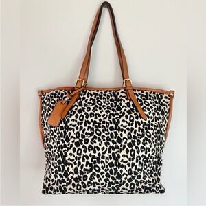 Sole Society Leopard Print Tote Bag with Tan Accents NEW
